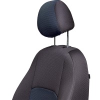 Авточехлы «Lord Auto Дублин Жаккард» Chevrolet Niva с 2016 г.в., раздельная задняя спинка и сидение (чёрный/ёж синий)