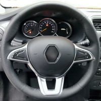Оплетка на руль из натуральной кожи Renault Dokker 2018-н.в. (для руля без штатной кожи, черная)