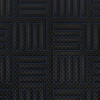 Экокожа стёганая «intipi» Maze (чёрный/синий, ширина 1.35 м, толщина 5.85 мм) перфорация