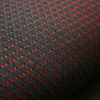 Жаккард «Кольчуга» на поролоне (черно-красный, ширина 1,5 м., толщина 4 мм.) клеевое триплирование