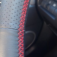 Оплетка на руль из натуральной кожи Mazda 3-I (BK) 2003-2009 г.в. (для замены штатной кожи, красная)